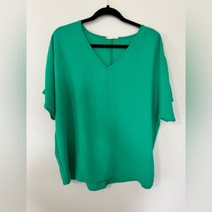 Entro Vibrant Green V-Neck Blouse